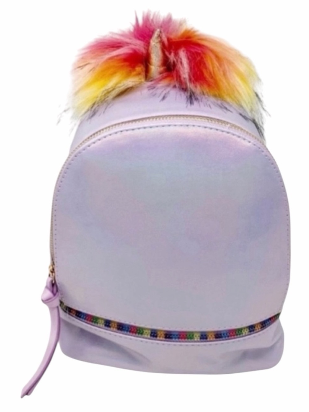 UNDER ONE SKY Iridescent Fuzzy Unicorn Backpack Bag NEW purple